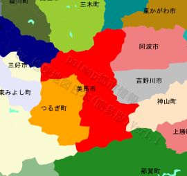美馬市の位置を示す地図