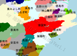 那賀町の位置を示す地図