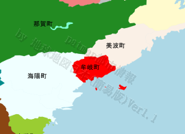 牟岐町の位置を示す地図