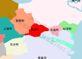 藍住町の位置を示す地図
