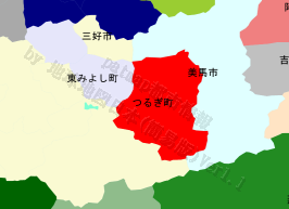 つるぎ町の位置を示す地図