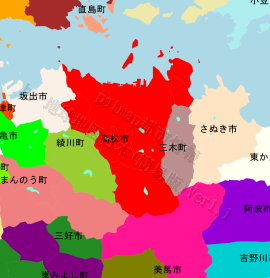 高松市の位置を示す地図