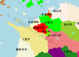 善通寺市の位置を示す地図