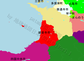 観音寺市の位置を示す地図