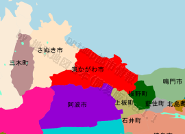 東かがわ市の位置を示す地図