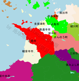 三豊市の位置を示す地図