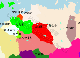 綾川町の位置を示す地図