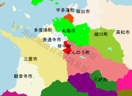 琴平町の位置を示す地図
