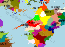 大洲市の位置を示す地図