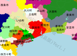 高知市の位置を示す地図