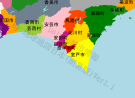 奈半利町の位置を示す地図
