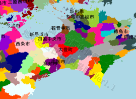 大豊町の位置を示す地図