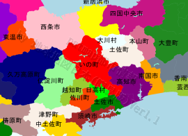 いの町の位置を示す地図