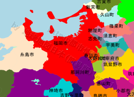 福岡市の位置を示す地図