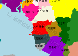 大牟田市の位置を示す地図