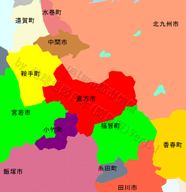直方市の位置を示す地図