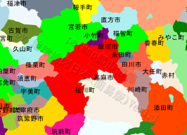 飯塚市の位置を示す地図
