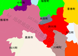 田川市の位置を示す地図