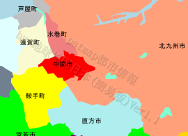 中間市の位置を示す地図