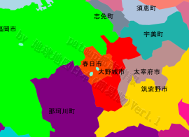 大野城市の位置を示す地図