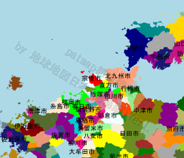 宗像市の位置を示す地図