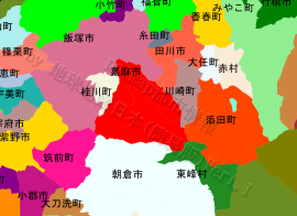 嘉麻市の位置を示す地図