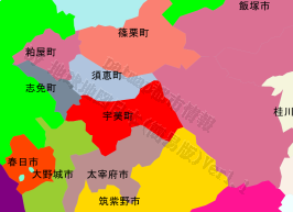 宇美町の位置を示す地図