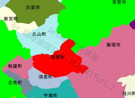 篠栗町の位置を示す地図