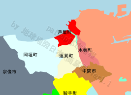 芦屋町の位置を示す地図
