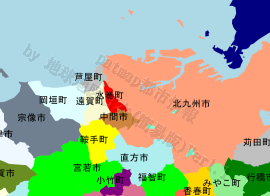 水巻町の位置を示す地図