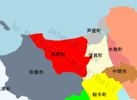 岡垣町の位置を示す地図