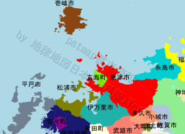 唐津市の位置を示す地図