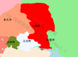 小城市の位置を示す地図