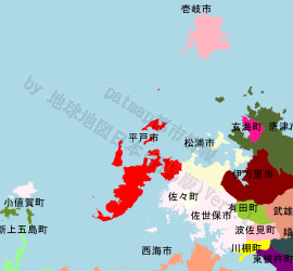 平戸市の位置を示す地図