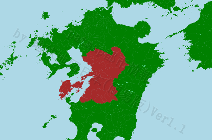 熊本県の位置を示す地図