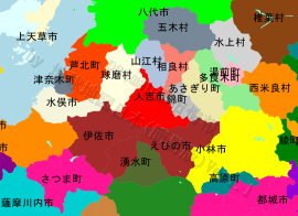 人吉市の位置を示す地図