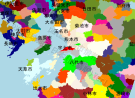 宇土市の位置を示す地図