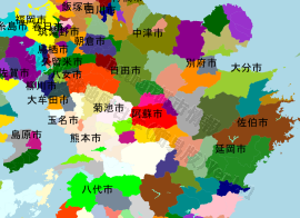 阿蘇市の位置を示す地図