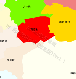 西原村の位置を示す地図