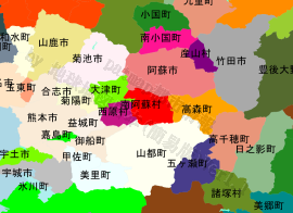 南阿蘇村の位置を示す地図