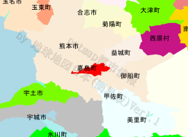嘉島町の位置を示す地図