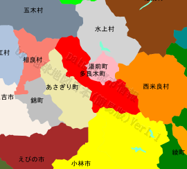 多良木町の位置を示す地図