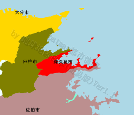 津久見市の位置を示す地図