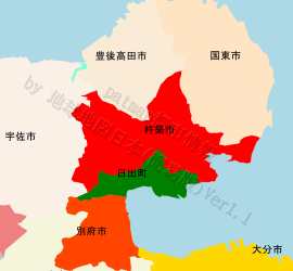 杵築市の位置を示す地図