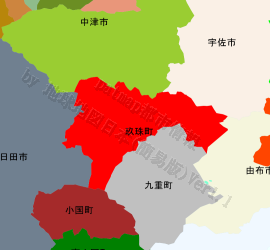 玖珠町の位置を示す地図