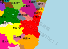 宮崎市の位置を示す地図