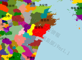 延岡市の位置を示す地図