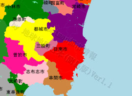 日南市の位置を示す地図