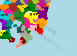串間市の位置を示す地図