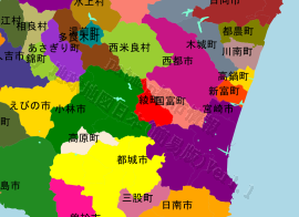 綾町の位置を示す地図